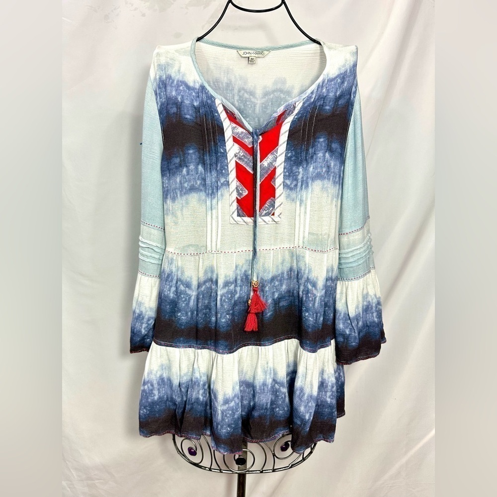John Mark boho ombre peasant tiered blouse size M